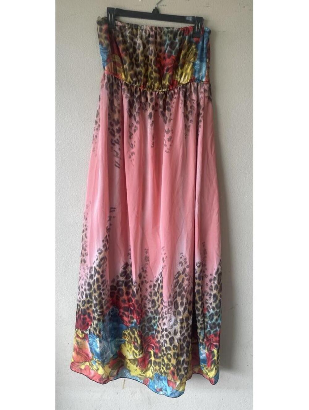 Dots L Maxi Dress  Strapless Floral Pink Animal Print Smocked